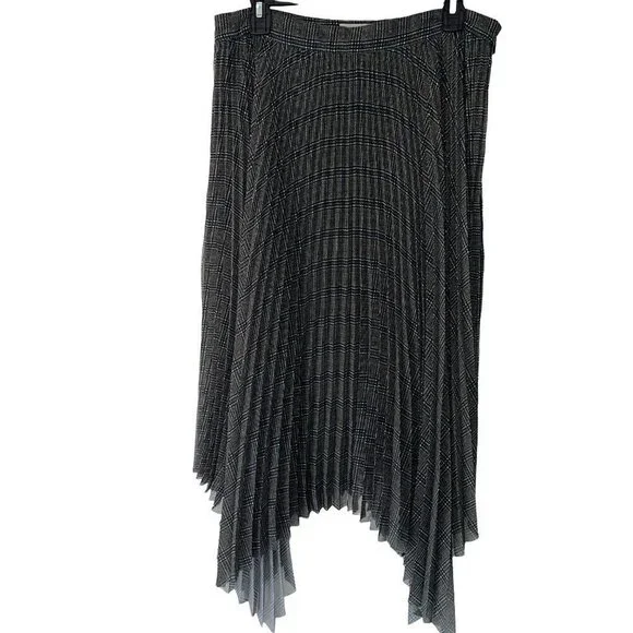 Grey Jason Wu Accordion Midi Skirt Womens Size 10 Lined Side Zipper Green Black - Picture 1 of 10